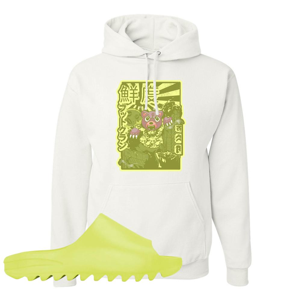 Glow Green Slides Hoodie | Attack Of The Bear, White