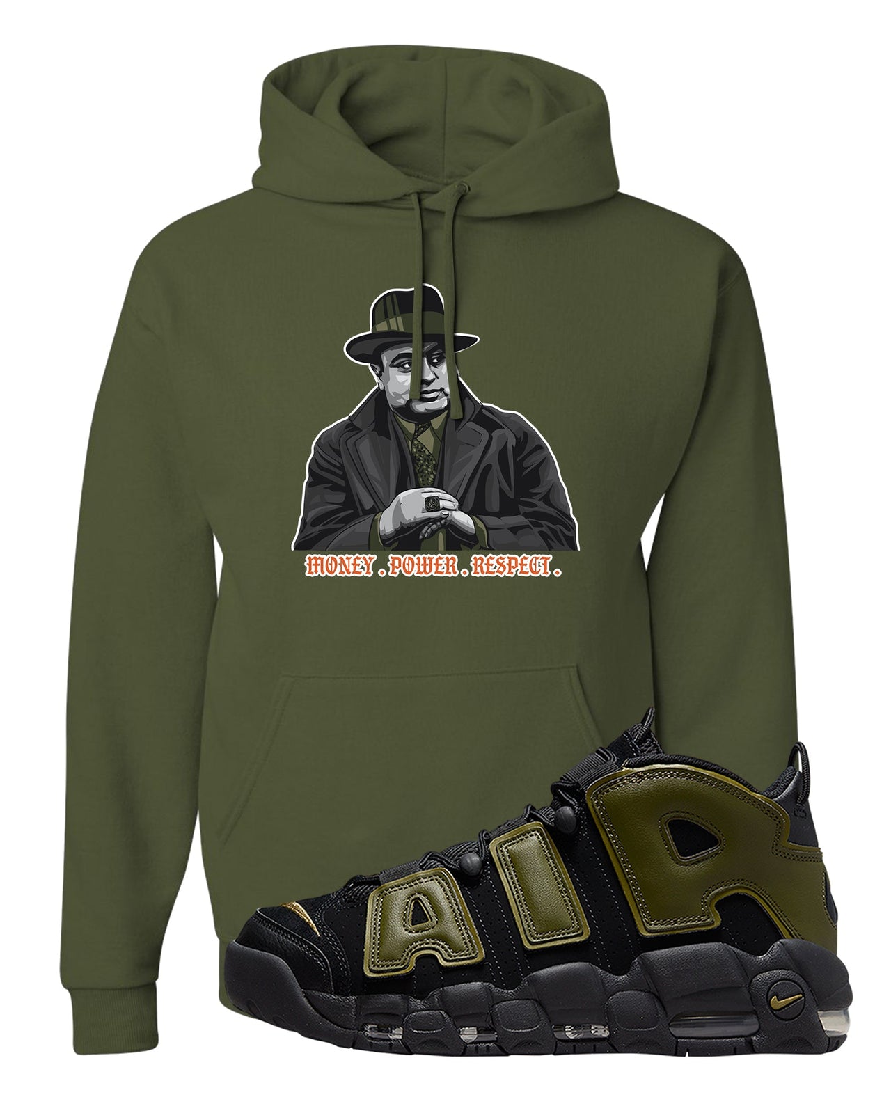 Guard Dog More Uptempos Hoodie | Capone Illustration, Military Green