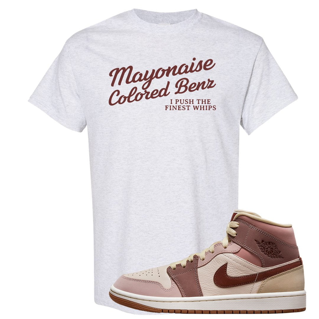 Pink Sand Mauve Mid 1s T Shirt | Mayonaise Colored Benz, Ash