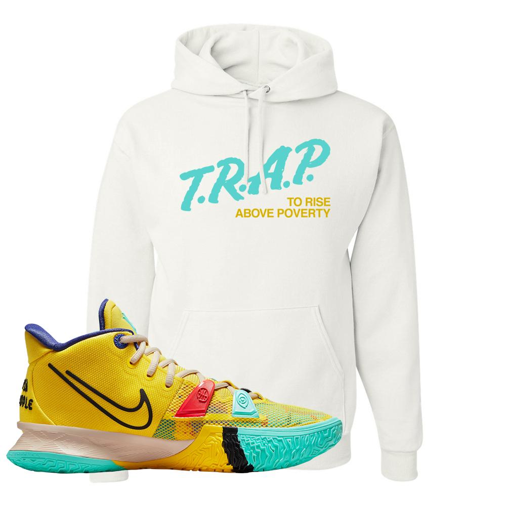 1 World 1 People Yellow 7s Hoodie | Trap To Rise Above Poverty, White