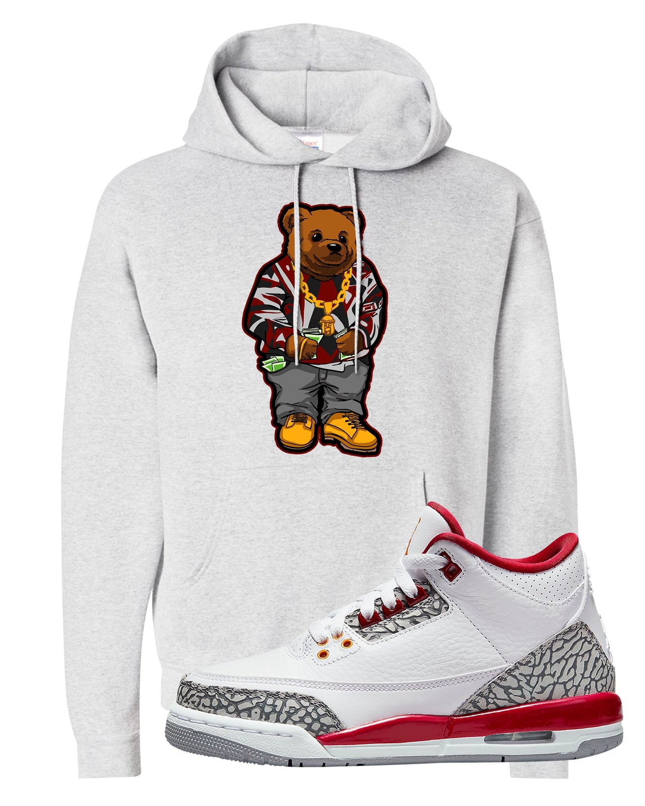 Cardinal Red 3s Hoodie | Sweater Bear, Ash