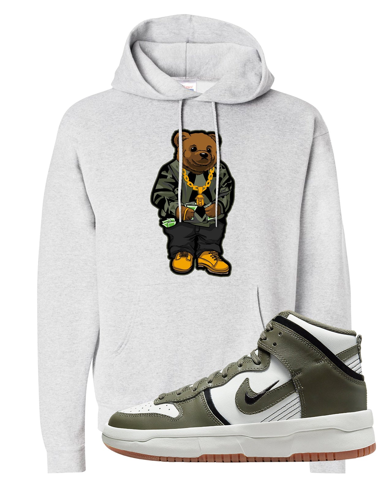 Cargo Khaki Rebel High Dunks Hoodie | Sweater Bear, Ash