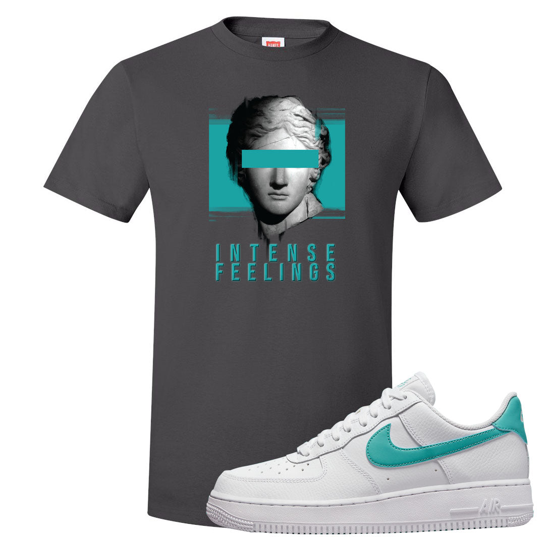 Washed Teal Low 1s T Shirt | Intense Feelings, Smoke Grey