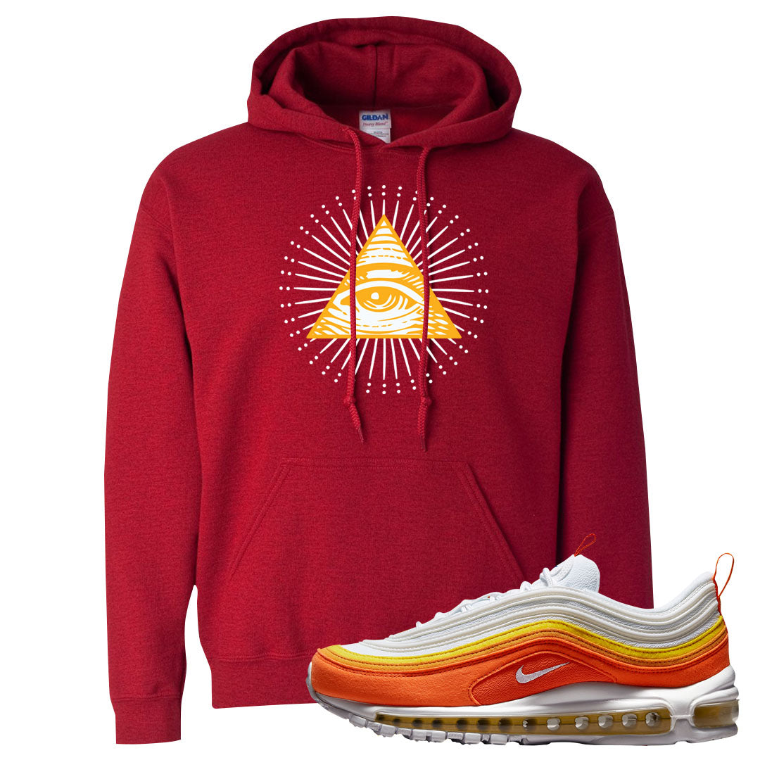 Club Orange Yellow 97s Hoodie | All Seeing Eye, Red