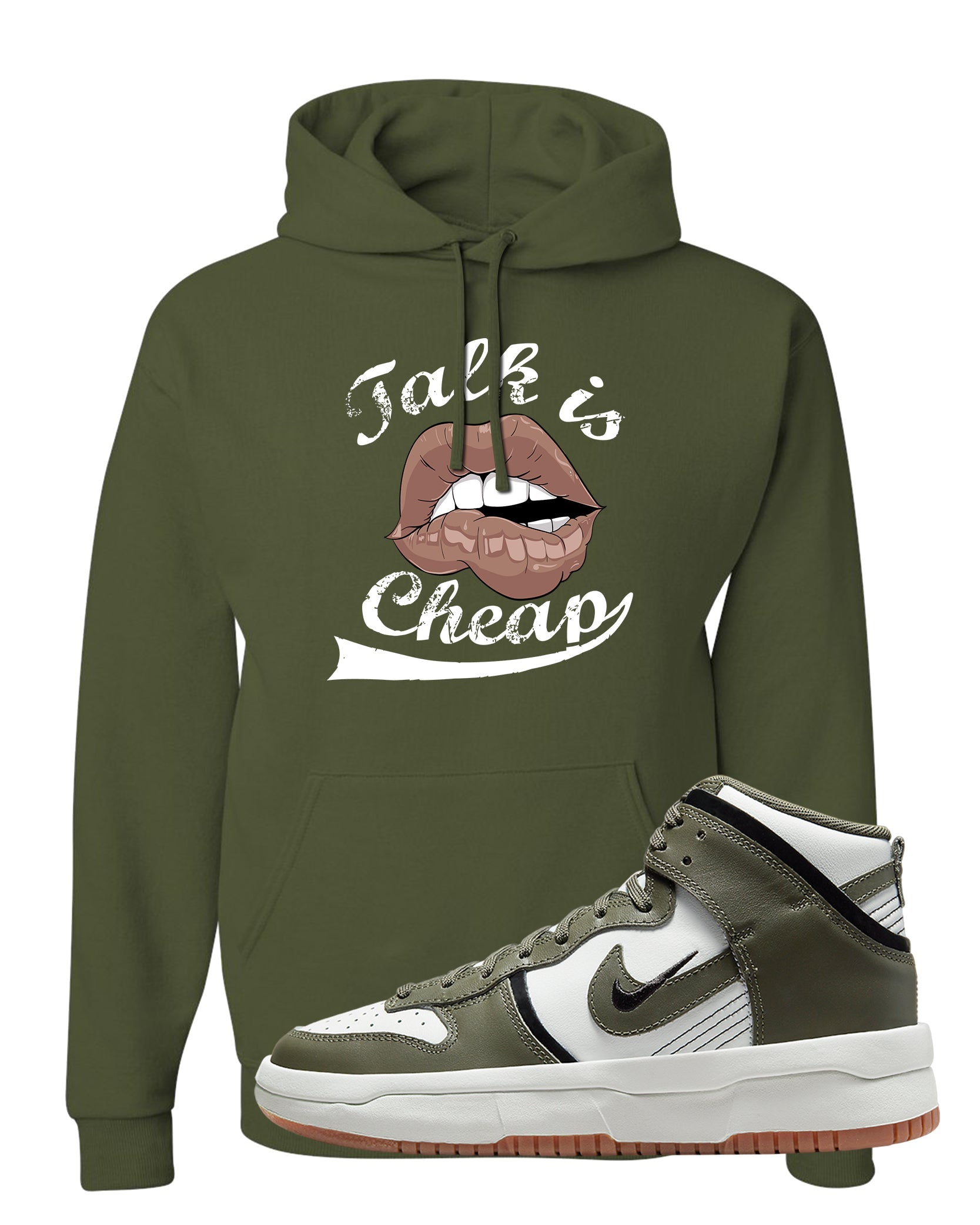 Cargo Khaki Rebel High Dunks Hoodie | Talk Is Cheap, Military Green