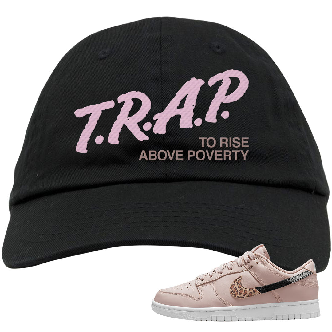 Primal Dusty Pink Leopard Low Dunks Dad Hat | Trap To Rise Above Poverty, Black