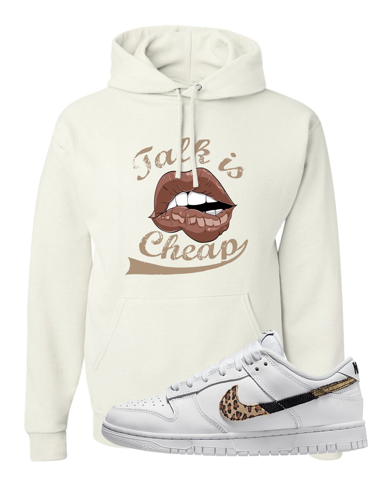 Primal White Leopard Low Dunks Hoodie | Talk Is Cheap, White