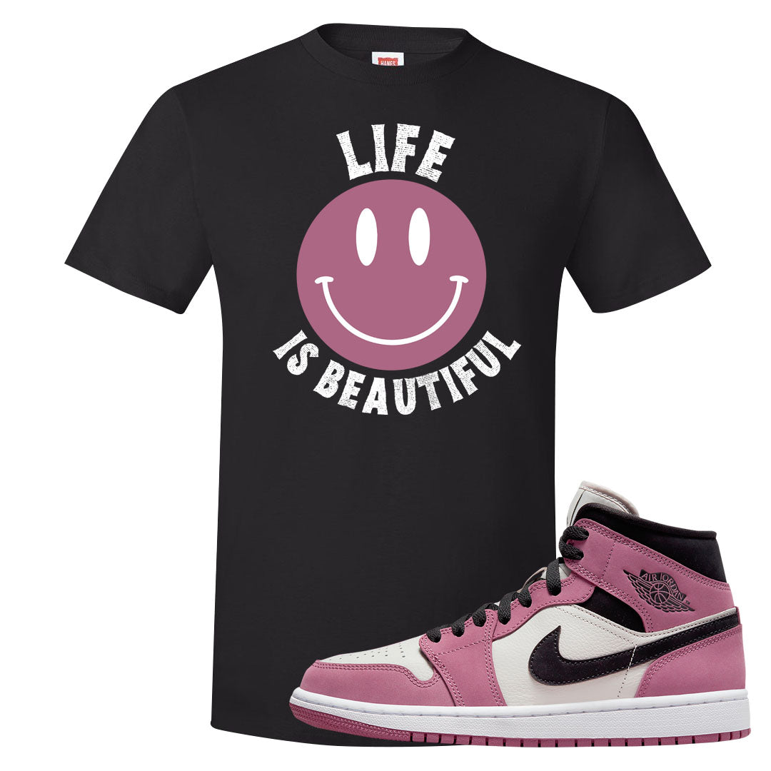 Berry Black White Mid 1s T Shirt | Smile Life Is Beautiful, Black
