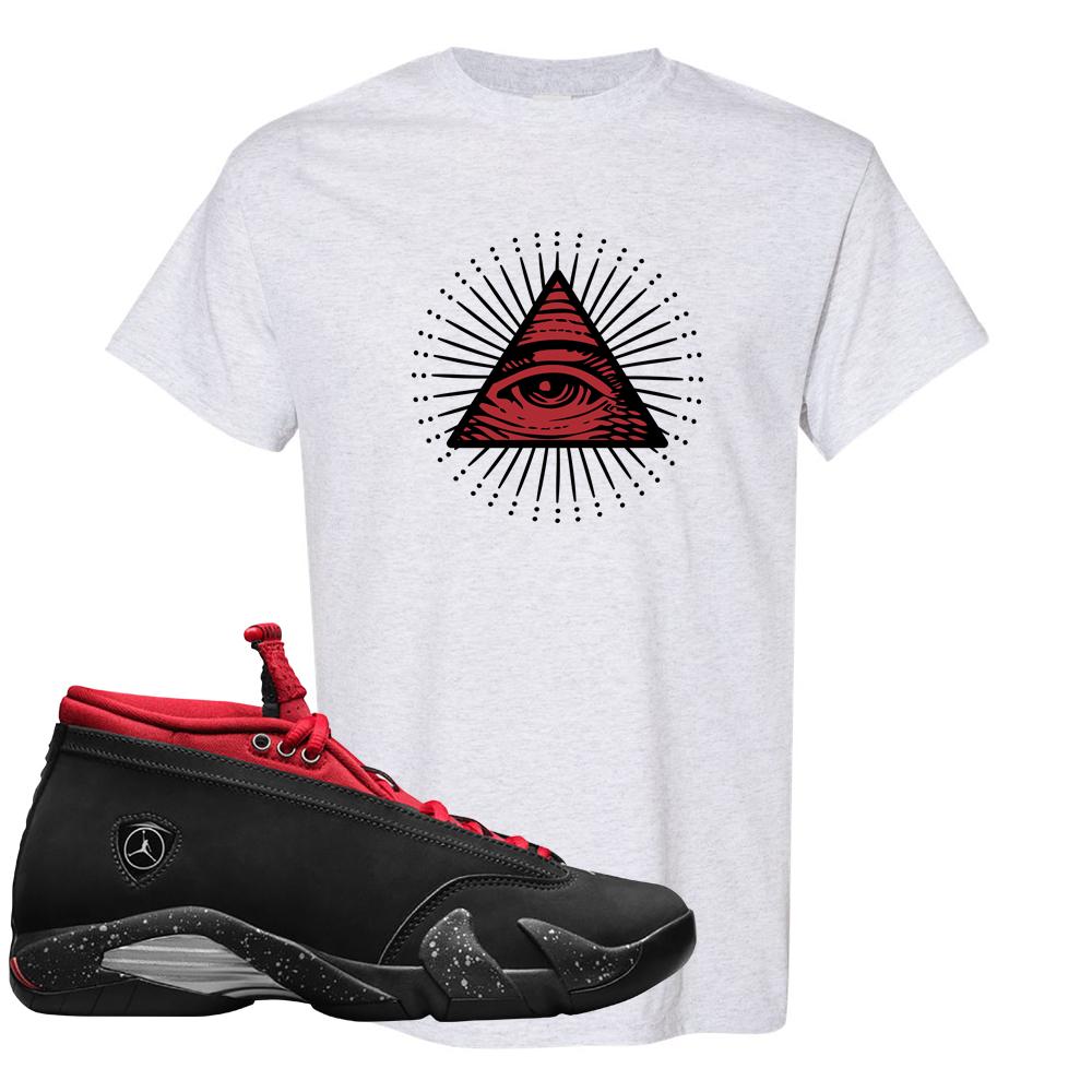 Red Lipstick Low 14s T Shirt | All Seeing Eye, Ash