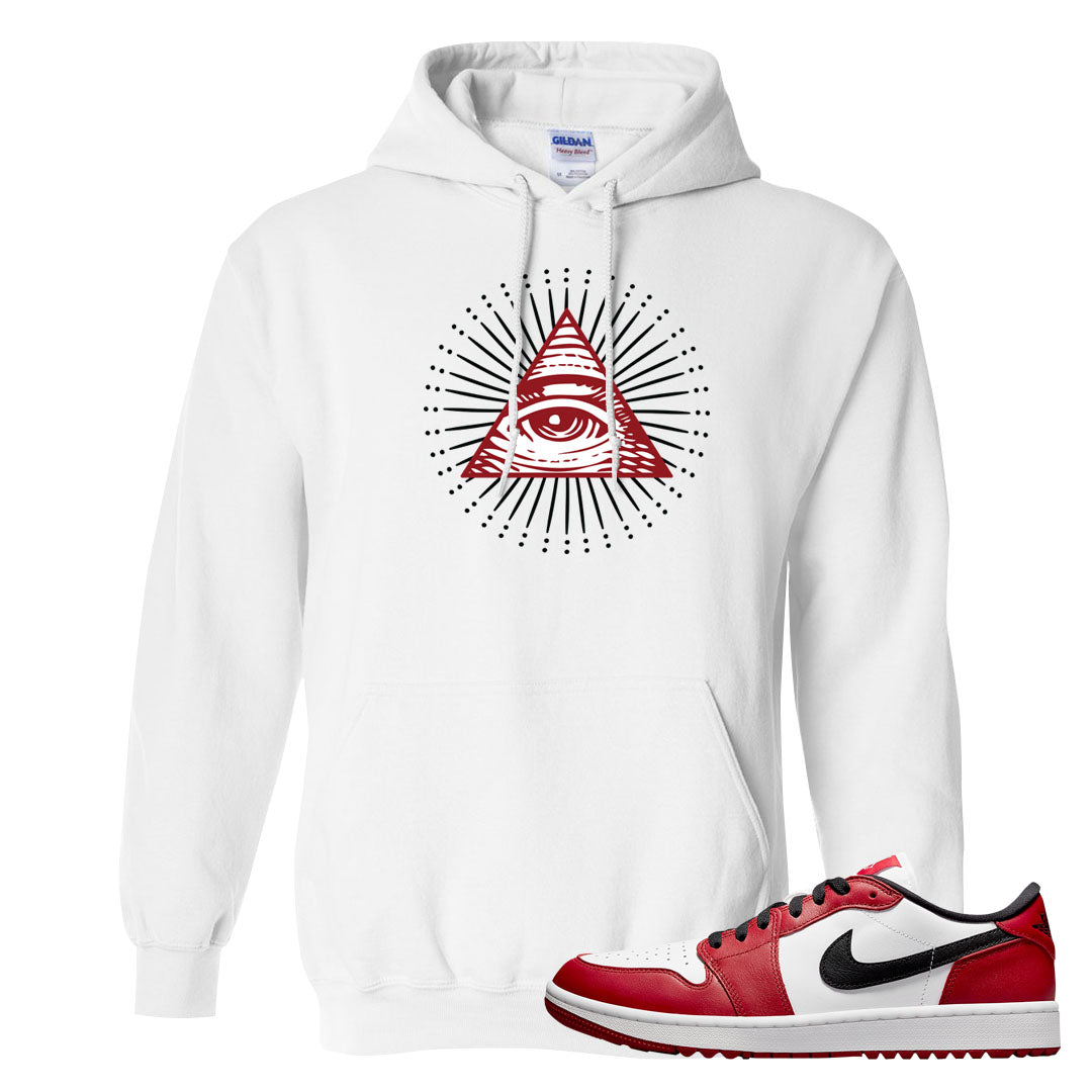 Chicago Golf Low 1s Hoodie | All Seeing Eye, White