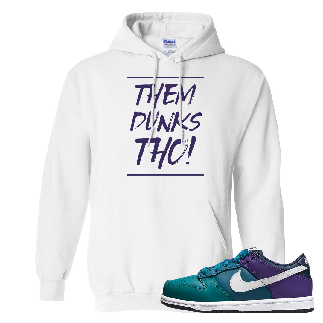 Teal Purple Low Dunks Hoodie | Them Dunks Tho, White