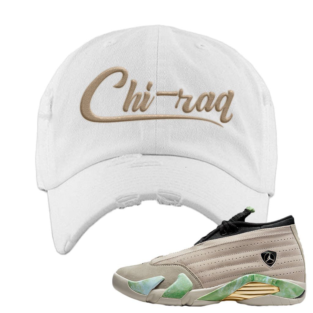 Fortune Low 14s Distressed Dad Hat | Chiraq, White