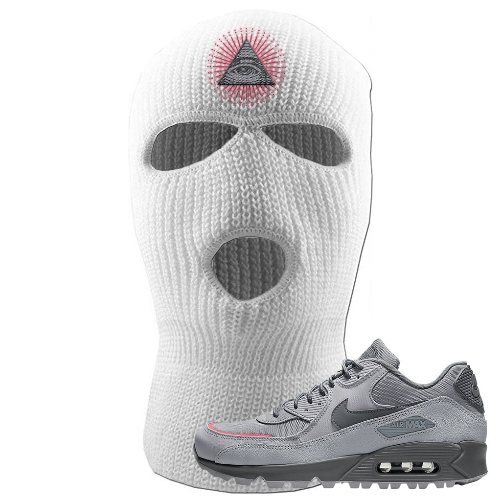 Wolf Grey Surplus 90s Ski Mask | All Seeing Eye, White