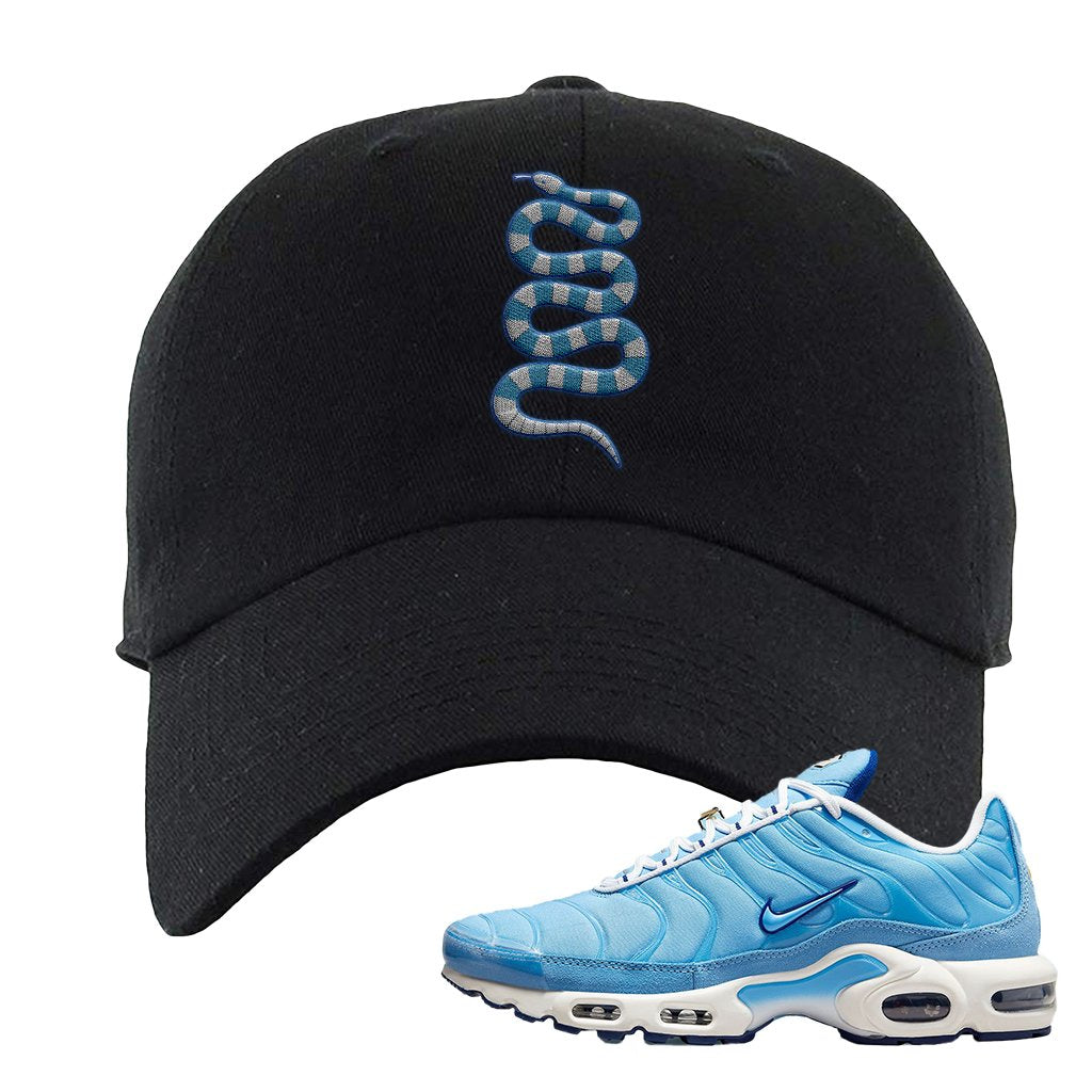 Air Max 1 First Use University Blue Dad Hat | Coiled Snake, Black