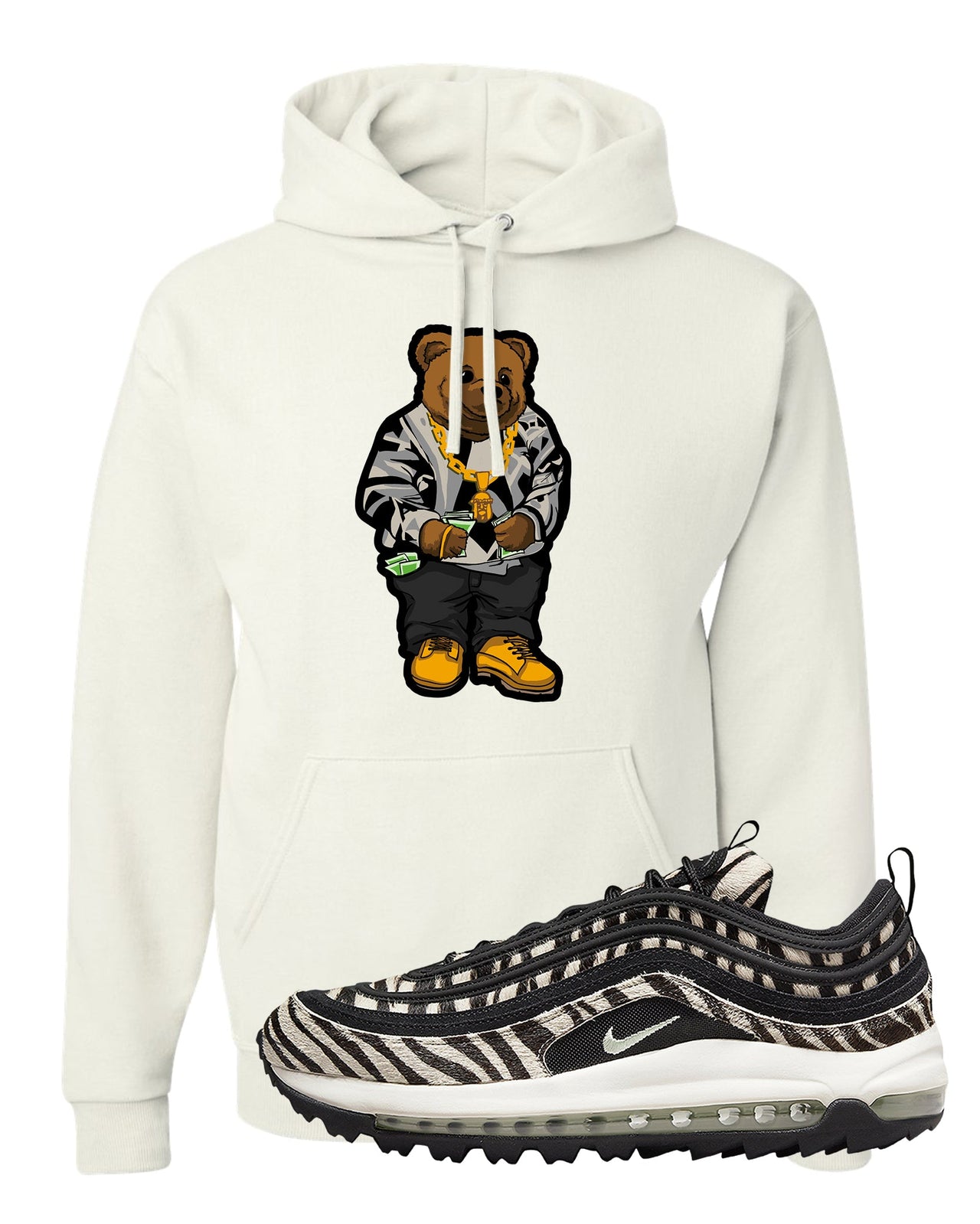 Zebra Golf 97s Hoodie | Sweater Bear, White
