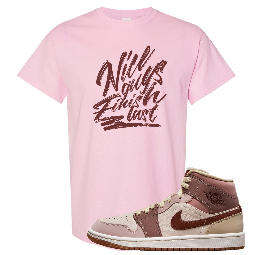 Pink Sand Mauve Mid 1s T Shirt | Nice Guys Finish Last, Light Pink