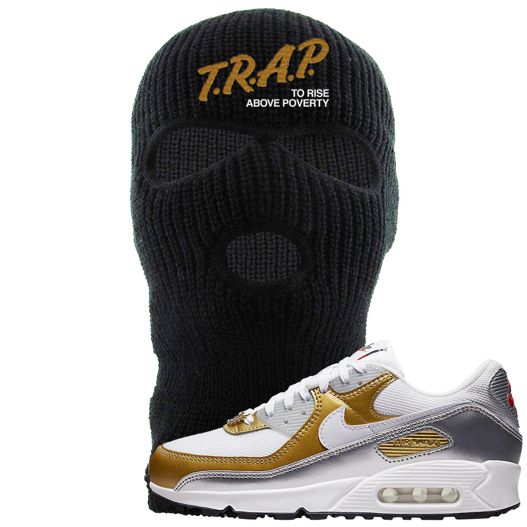 Gold Silver 90s Ski Mask | Trap To Rise Above Poverty, Black