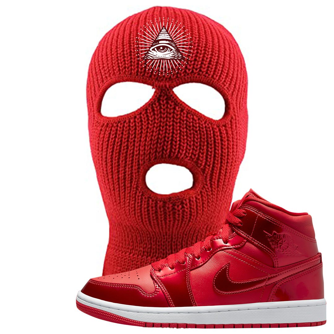 University Red Pomegranate Mid 1s Ski Mask | All Seeing Eye, Red