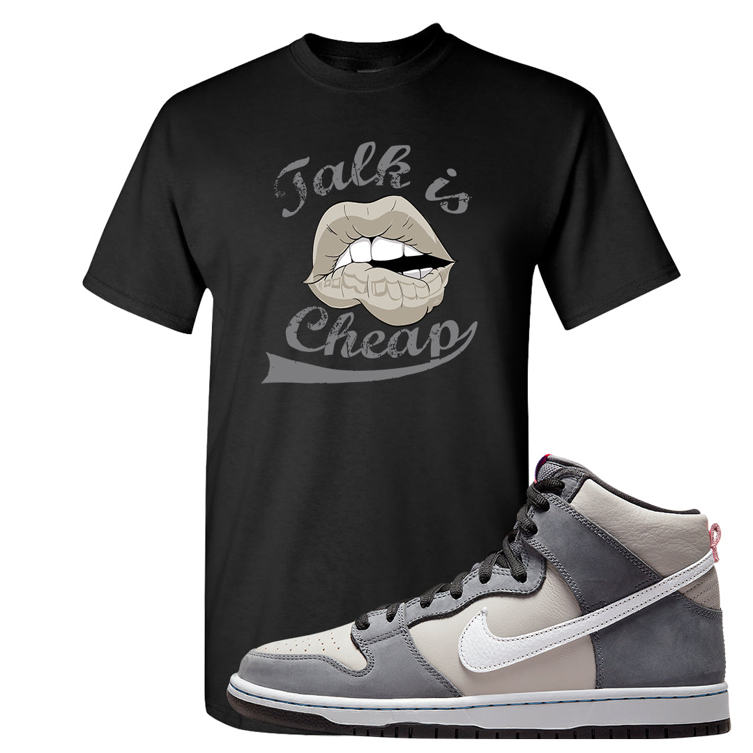 Medium Grey High Dunks T Shirt | Talk Is Cheap, Black