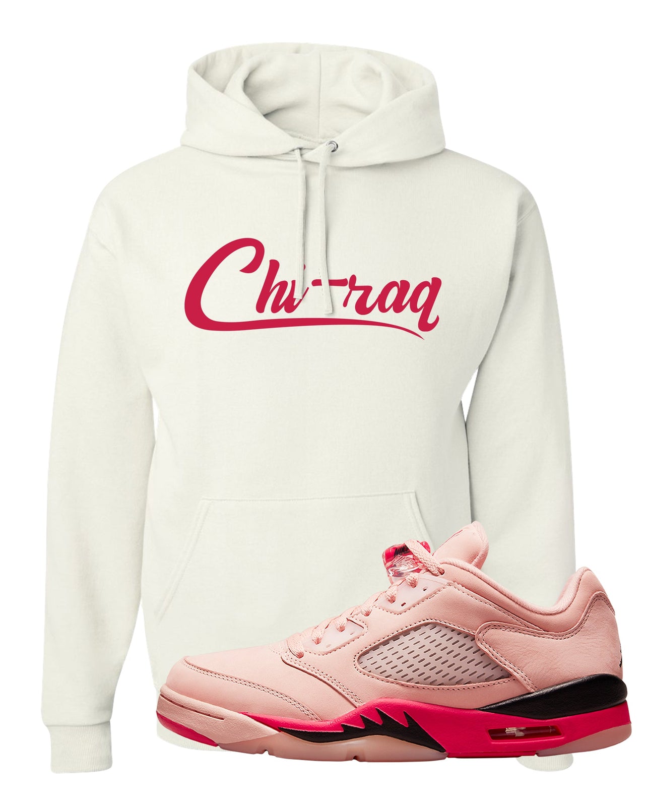 Arctic Pink Low 5s Hoodie | Chiraq, White