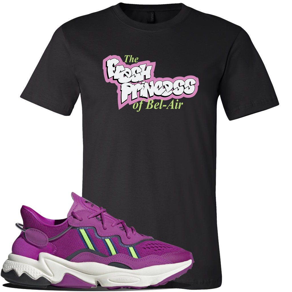 Ozweego Vivid Pink Sneaker Black T Shirt | Tees to match Adidas Ozweego Vivid Pink Shoes | Fresh Princess of Bel Air