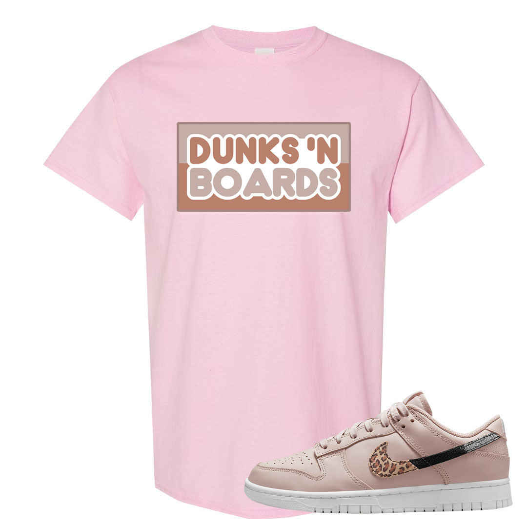 Primal Dusty Pink Leopard Low Dunks T Shirt | Dunks N Boards, Light Pink