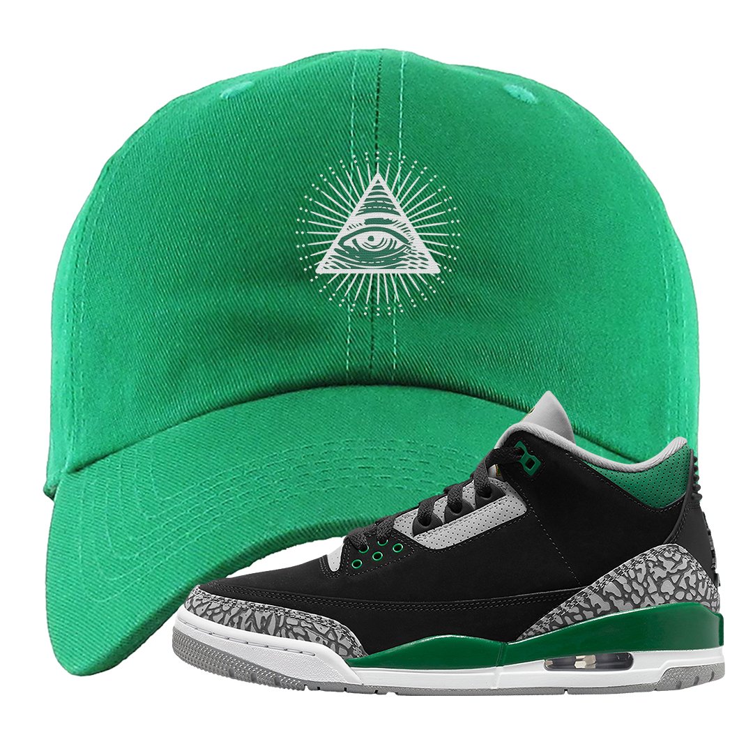 Pine Green 3s Dad Hat | All Seeing Eye, Kelly Green
