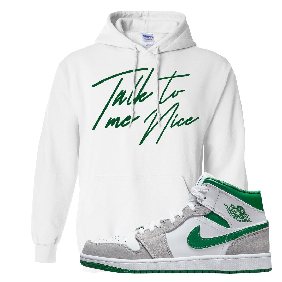 Light Smoke Pine Green Mid 1s Hoodie | Talk To Me Nice, White