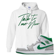 Light Smoke Pine Green Mid 1s Hoodie | Talk To Me Nice, White