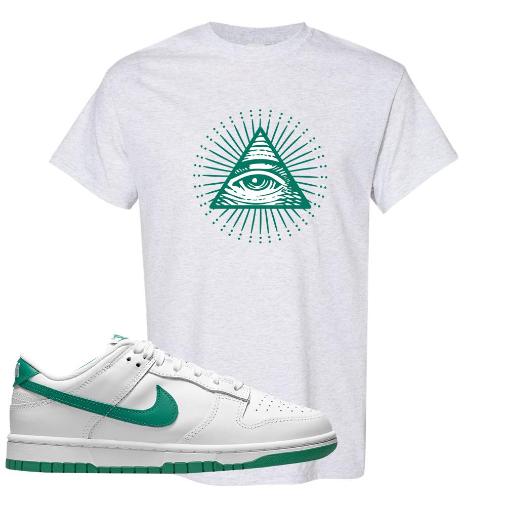 White Green Low Dunks T Shirt | All Seeing Eye, Ash