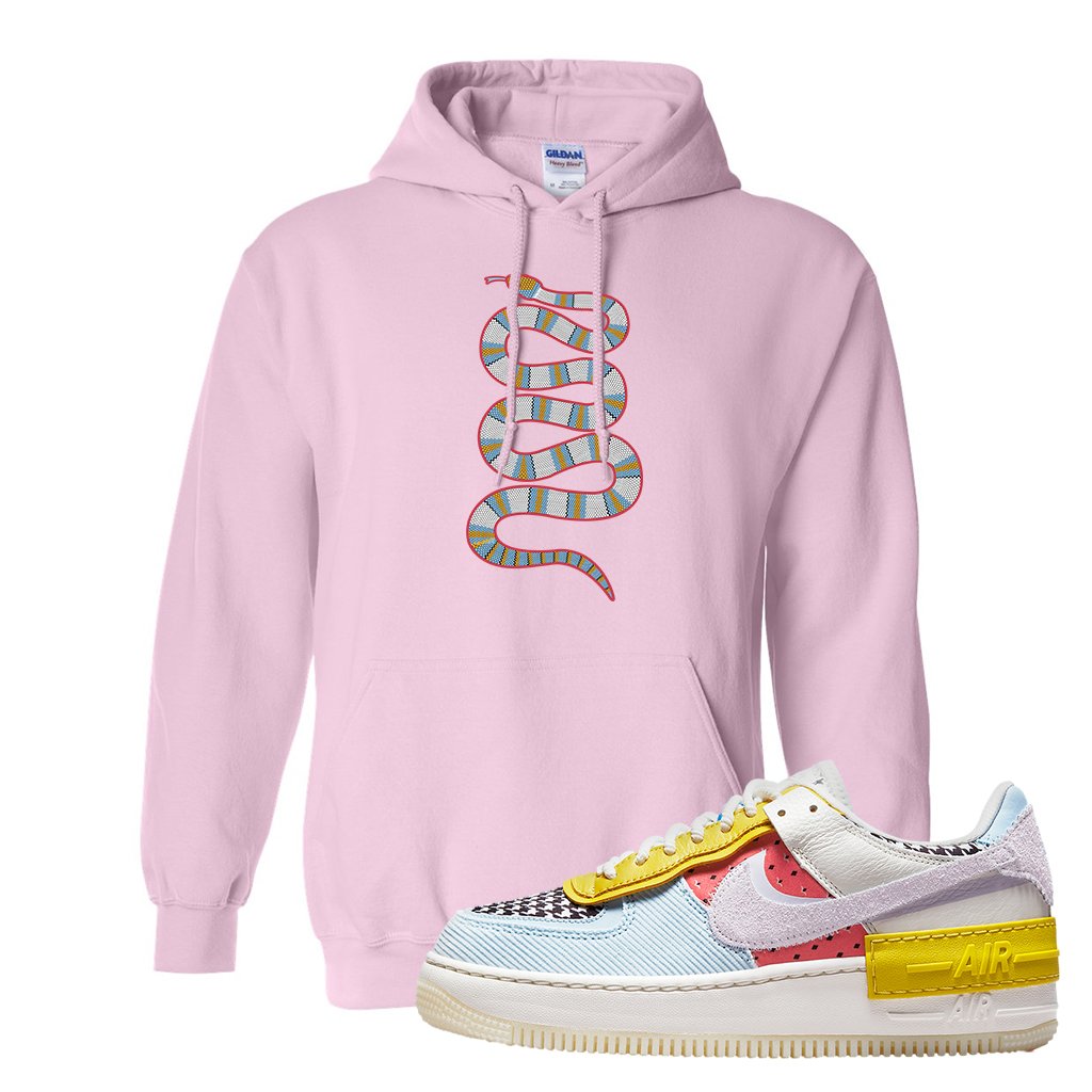 Air Force 1 Shadow Multi-Color Hoodie | Coiled Snake, Light Pink