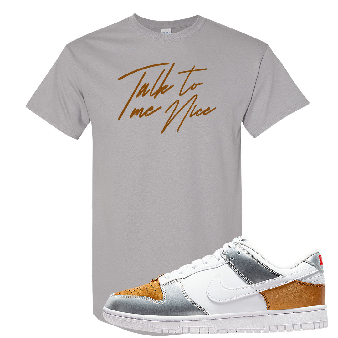 Gold Silver Red Low Dunks T Shirt | Talk To Me Nice, Gravel