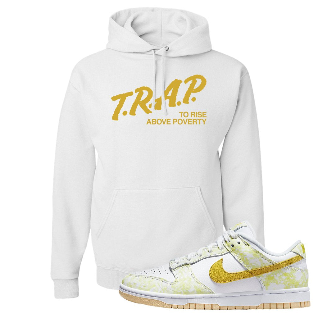 Yellow Strike Low Dunks Hoodie | Trap To Rise Above Poverty, White