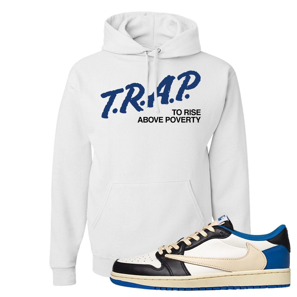 Sail Black Military Blue Shy Pink Low 1s Hoodie | Trap To Rise Above Poverty, White