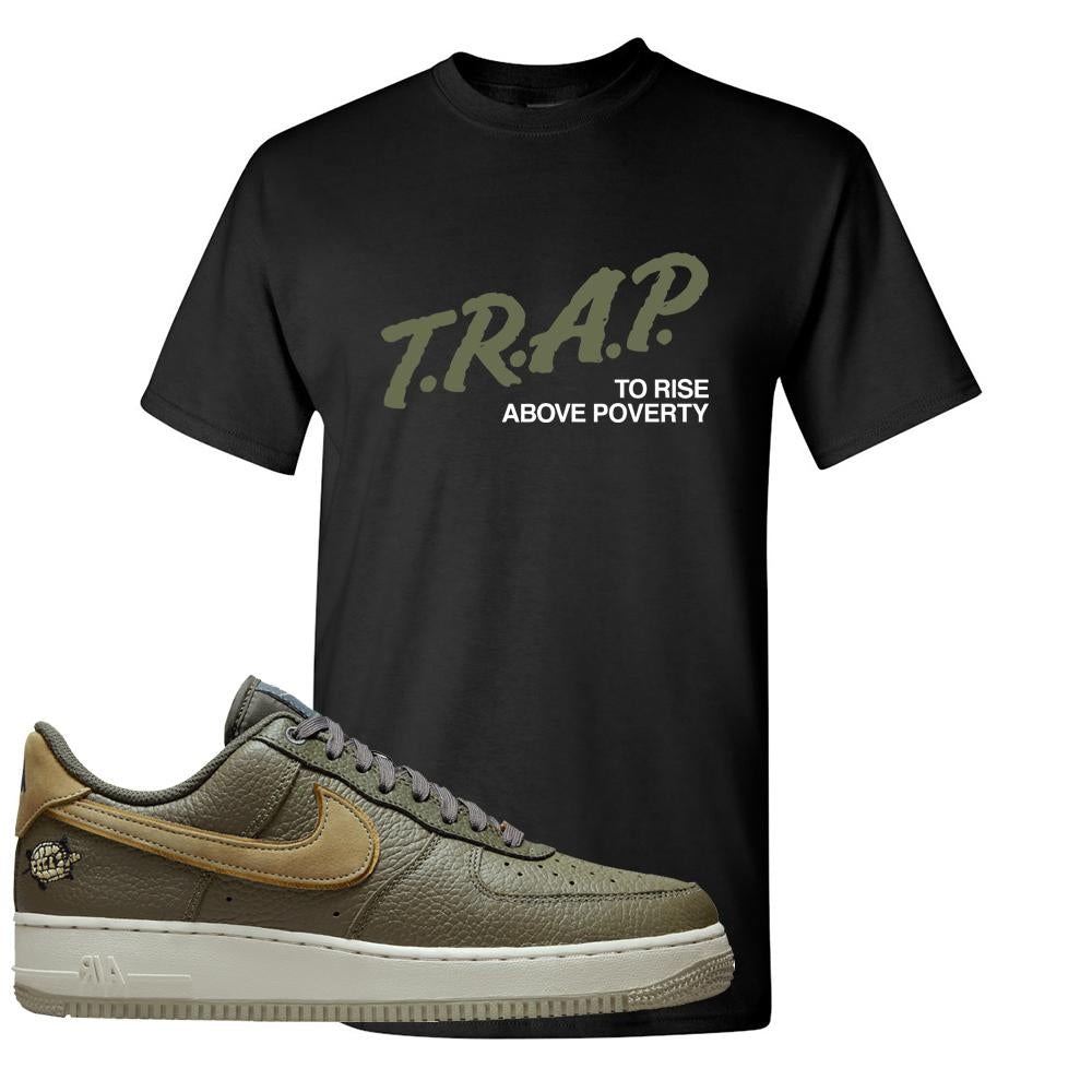 Tortoise Low AF1s T Shirt | Trap To Rise Above Poverty, Black