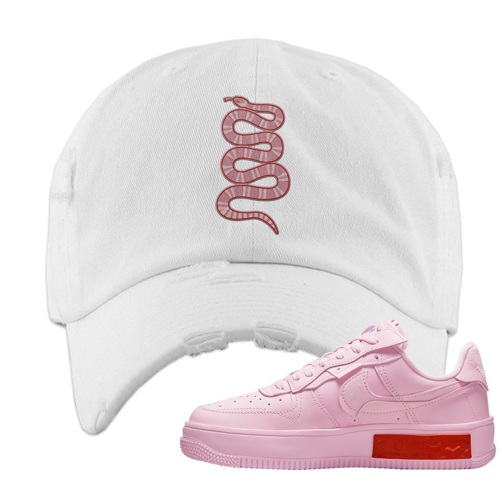 Air Force 1 Low Fontanka Distressed Dad Hat | Coiled Snake, White