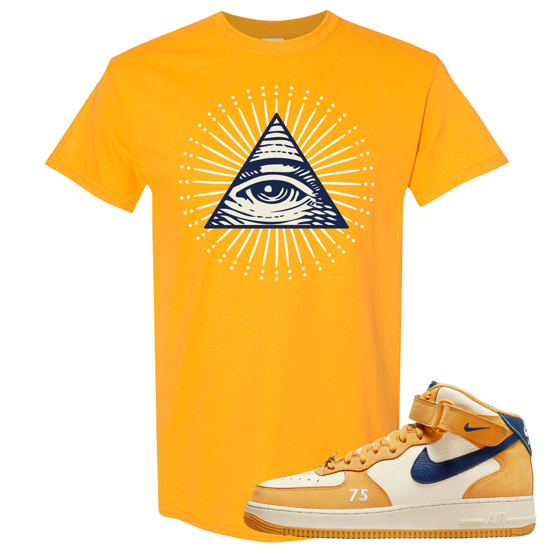 Pollen Paris Mid AF 1s T Shirt | All Seeing Eye, Gold