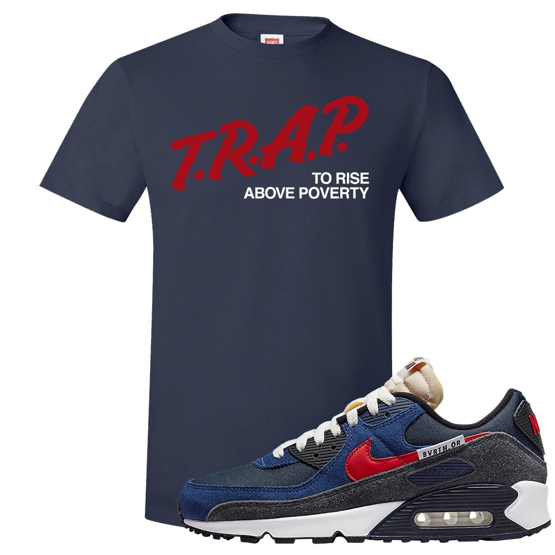 AMRC 90s T Shirt | Trap To Rise Above Poverty, Navy Blue