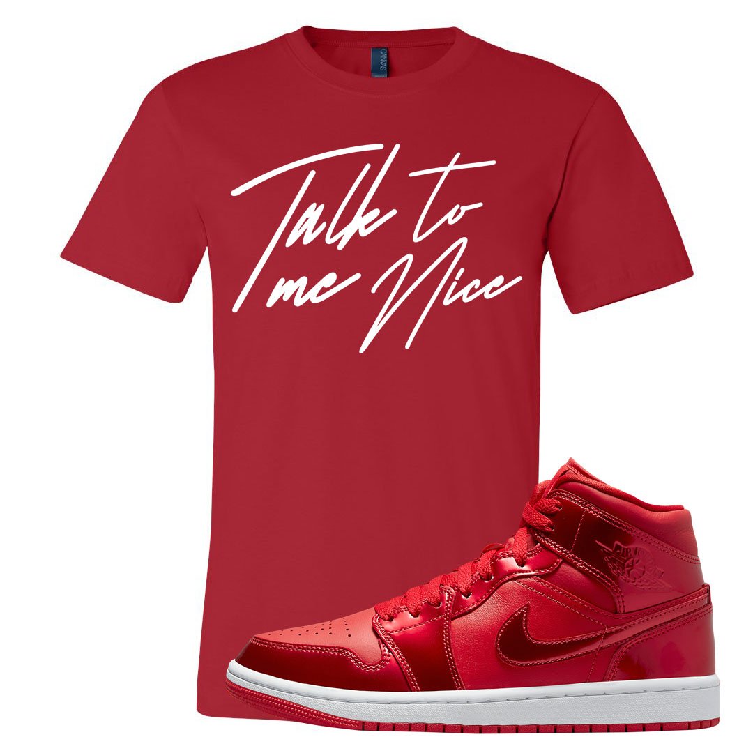 University Red Pomegranate Mid 1s T Shirt | Talk To Me Nice, Red