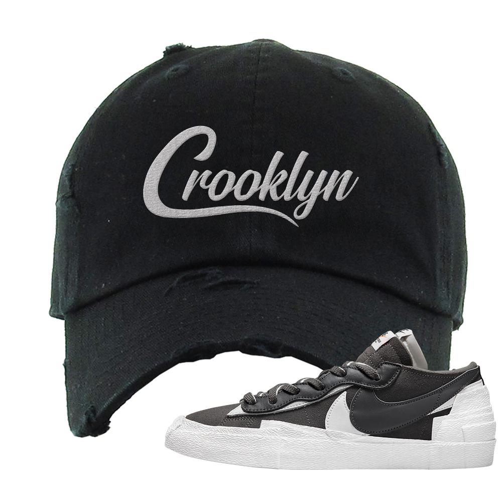 Iron Grey Low Blazers Distressed Dad Hat | Crooklyn, Black