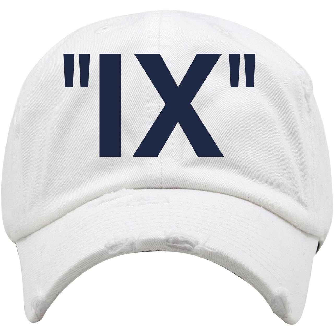 UNC All Star Pearl Blue 9s Distressed Dad Hat | IX, White