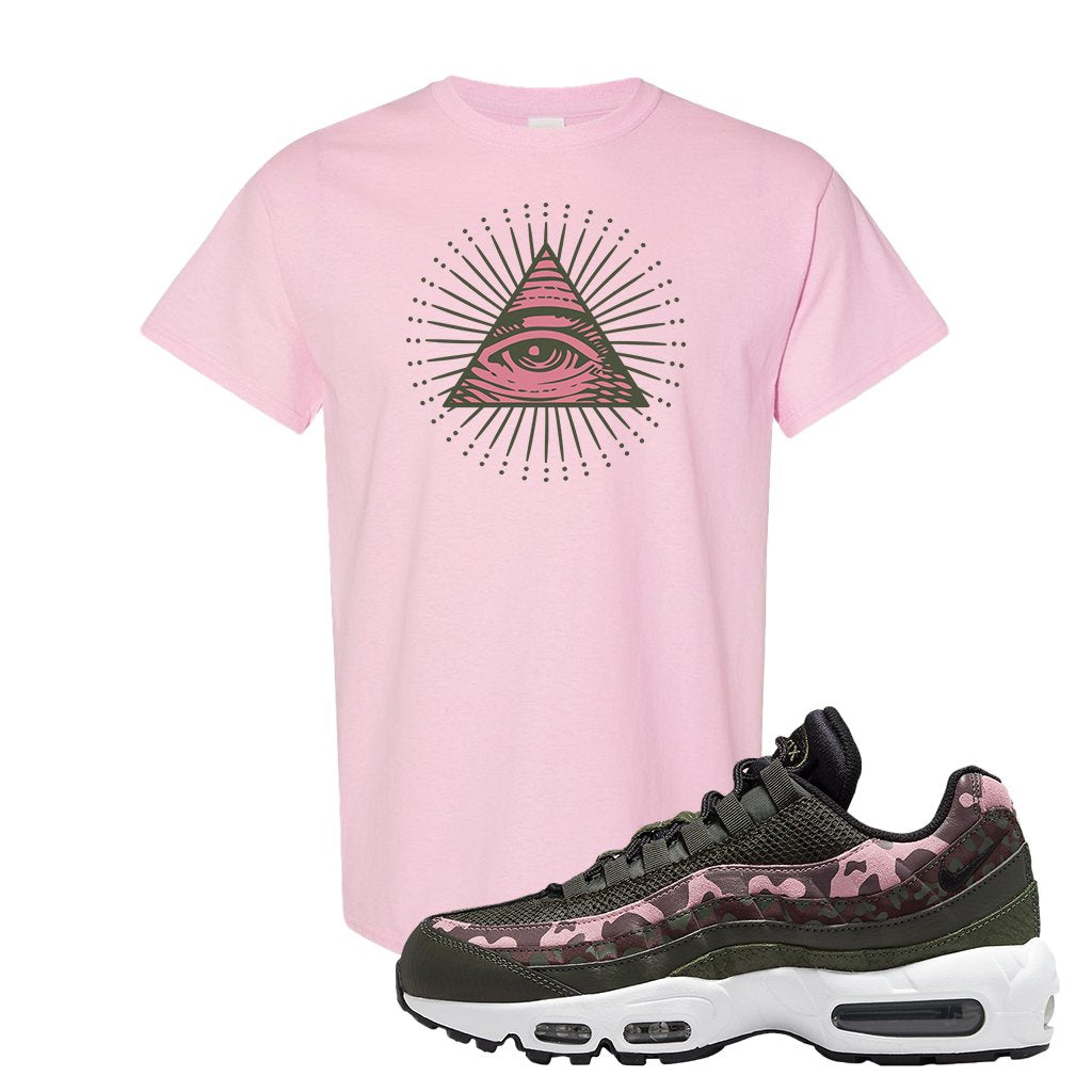 Olive Pink Camo 95s T Shirt | All Seeing Eye, Light Pink