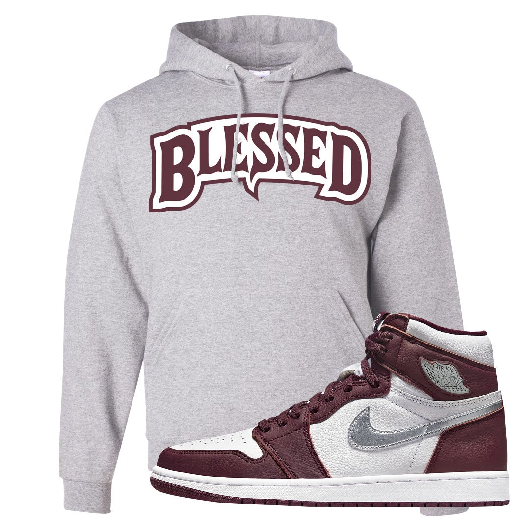Bordeaux 1s Hoodie | Blessed Arch, Ash