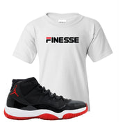 Jordan 11 Bred Finesse White Sneaker Hook Up Kid's T-Shirt
