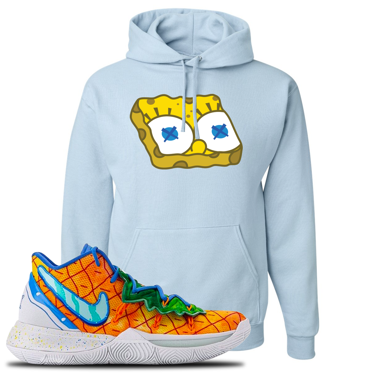 Kyrie 5 Pineapple House Sponge Head Light Blue Sneaker Hook Up Pullover Hoodie