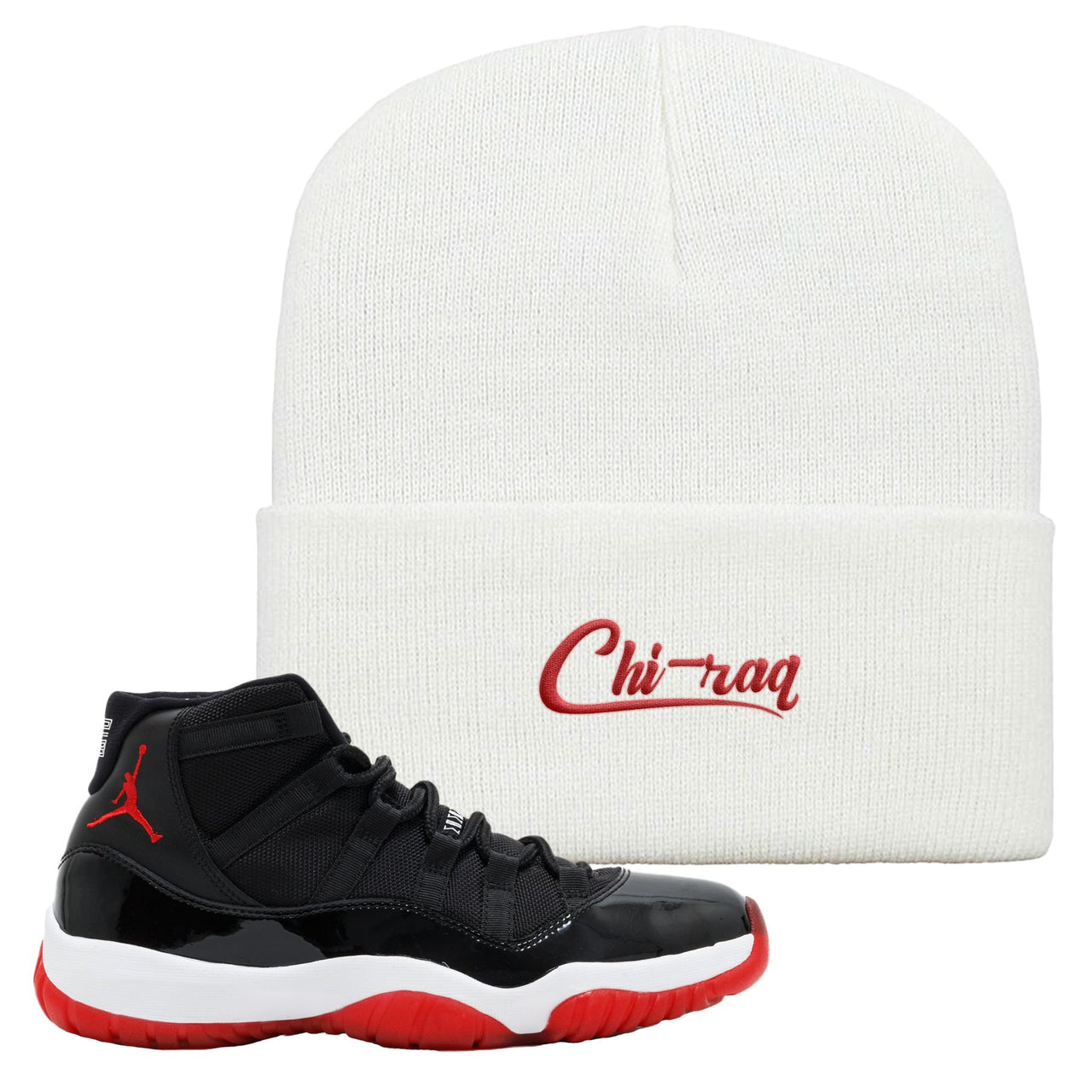 Jordan 11 Bred Chi-raq White Sneaker Hook Up Beanie