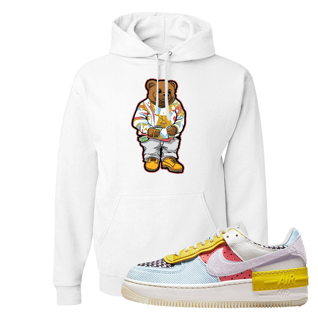 Air Force 1 Shadow Multi-Color Hoodie | Sweater Bear, White