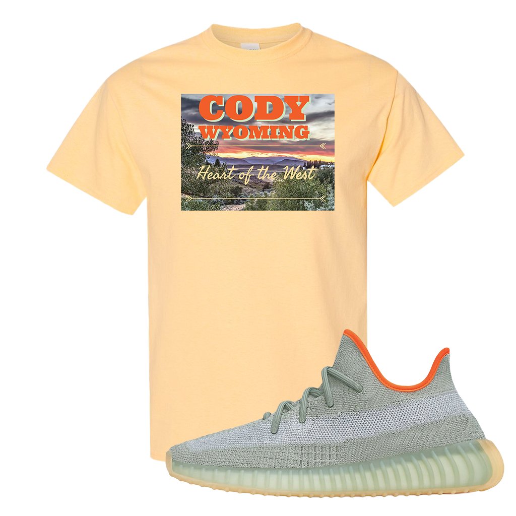 Yeezy 350 V2 Desert Sage Sneaker T Shirt |Cody Wyoming Heart Of The West | Yellow Haze