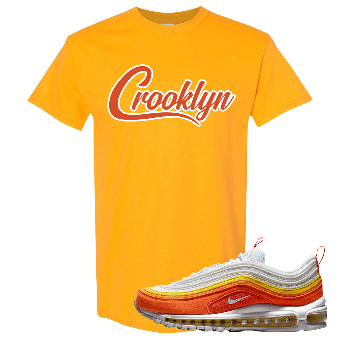 Club Orange Yellow 97s T Shirt | Crooklyn, Gold