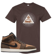 Earthy Brown Mid 1s T Shirt | All Seeing Eye, Chocolate